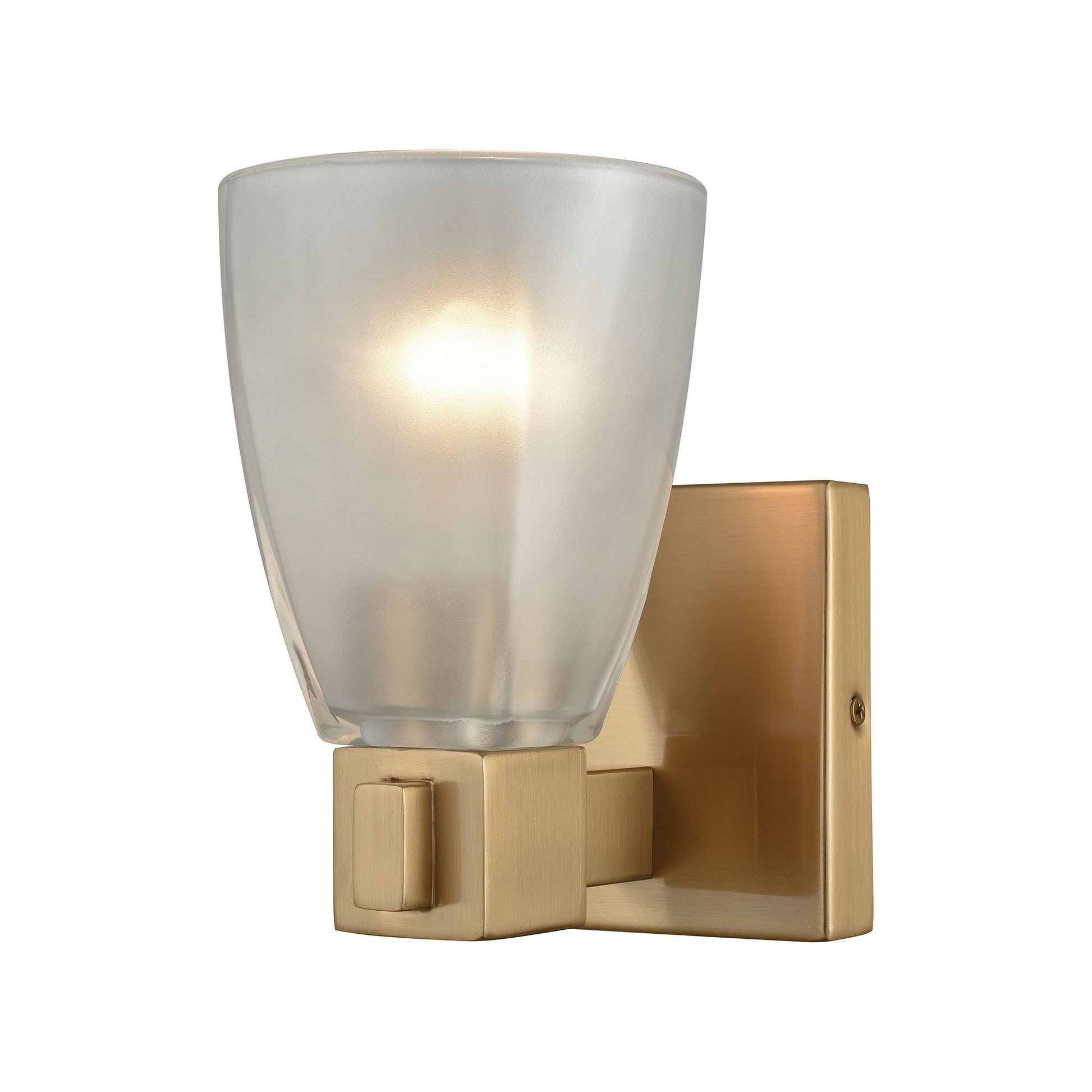 Ensley 1-Light Vanity Lamp in Satin Brass with Square-to-Round Frosted Glass ELK Lighting | Vanity Light | Modishstore