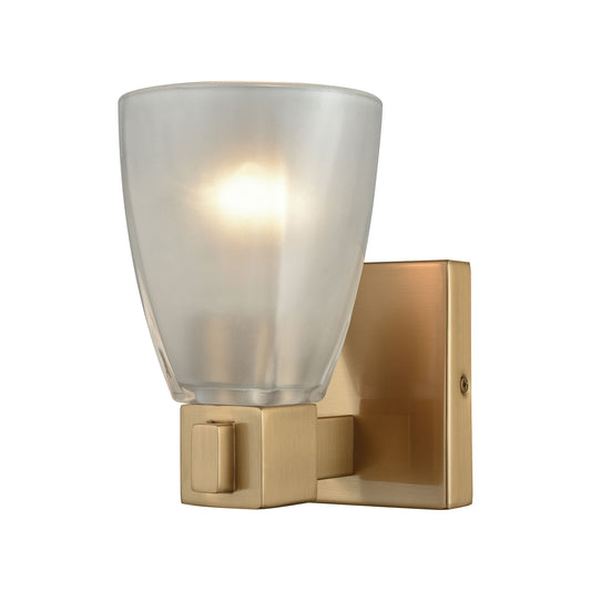 Ensley 1-Light Vanity Lamp in Satin Brass with Square-to-Round Frosted Glass ELK Lighting | Vanity Light | Modishstore