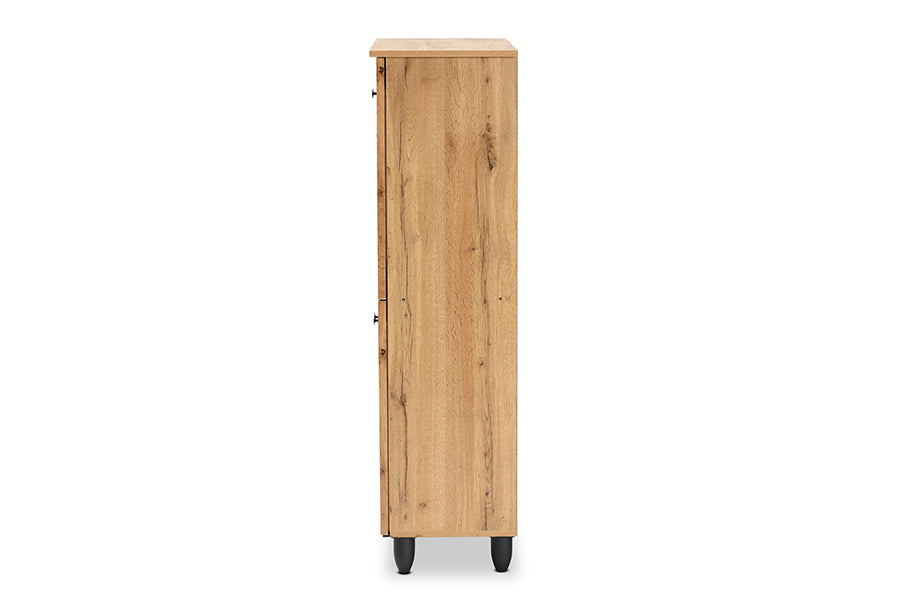 Baxton Studio Fernanda Modern and Contemporary Oak Brown Finished Wood 4-Door Shoe Storage Cabinet | Cabinets | Modishstore - 6