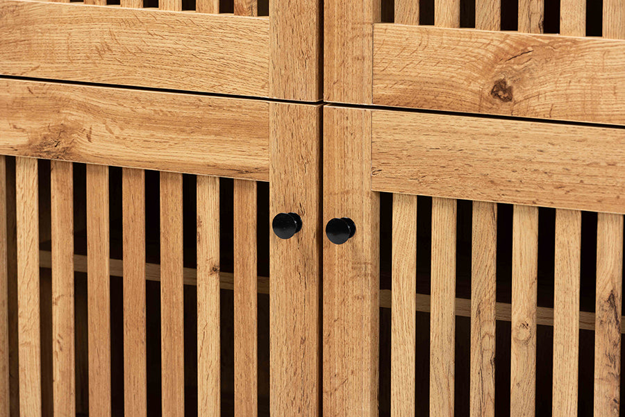 Baxton Studio Fernanda Modern and Contemporary Oak Brown Finished Wood 4-Door Shoe Storage Cabinet | Cabinets | Modishstore - 5