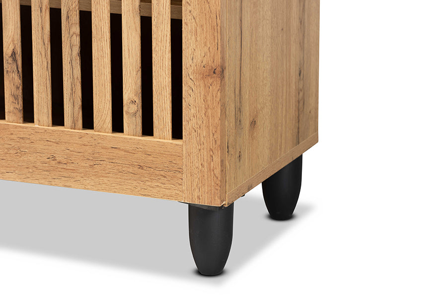 Baxton Studio Fernanda Modern and Contemporary Oak Brown Finished Wood 4-Door Shoe Storage Cabinet | Cabinets | Modishstore - 4