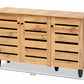 Baxton Studio Gisela Modern and Contemporary Oak Brown Finished Wood 3-Door Shoe Storage Cabinet | Cabinets | Modishstore - 9