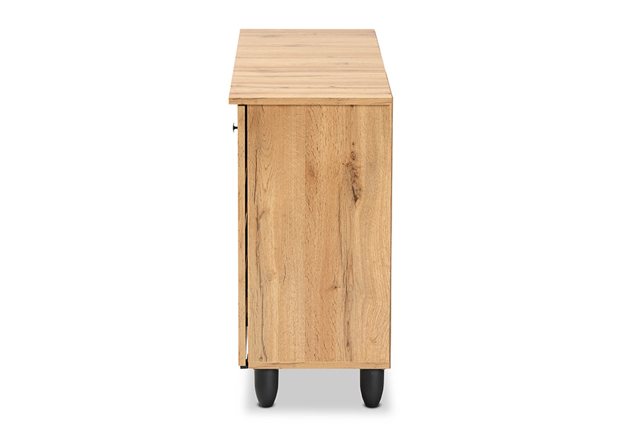 Baxton Studio Gisela Modern and Contemporary Oak Brown Finished Wood 3-Door Shoe Storage Cabinet | Cabinets | Modishstore - 6