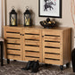 Baxton Studio Gisela Modern and Contemporary Oak Brown Finished Wood 3-Door Shoe Storage Cabinet | Cabinets | Modishstore - 3
