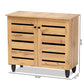 Baxton Studio Gisela Modern and Contemporary Oak Brown Finished Wood 2-Door Shoe Storage Cabinet | Cabinets | Modishstore - 9