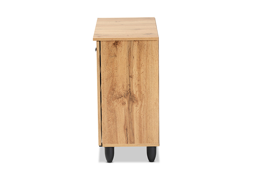 Baxton Studio Gisela Modern and Contemporary Oak Brown Finished Wood 2-Door Shoe Storage Cabinet | Cabinets | Modishstore - 6