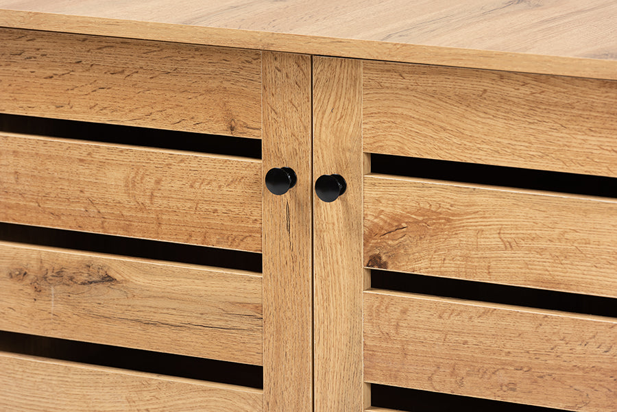 Baxton Studio Gisela Modern and Contemporary Oak Brown Finished Wood 2-Door Shoe Storage Cabinet | Cabinets | Modishstore - 5