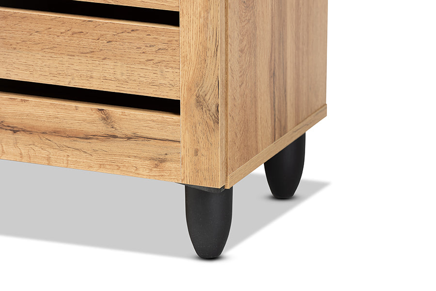 Baxton Studio Gisela Modern and Contemporary Oak Brown Finished Wood 2-Door Shoe Storage Cabinet | Cabinets | Modishstore - 4