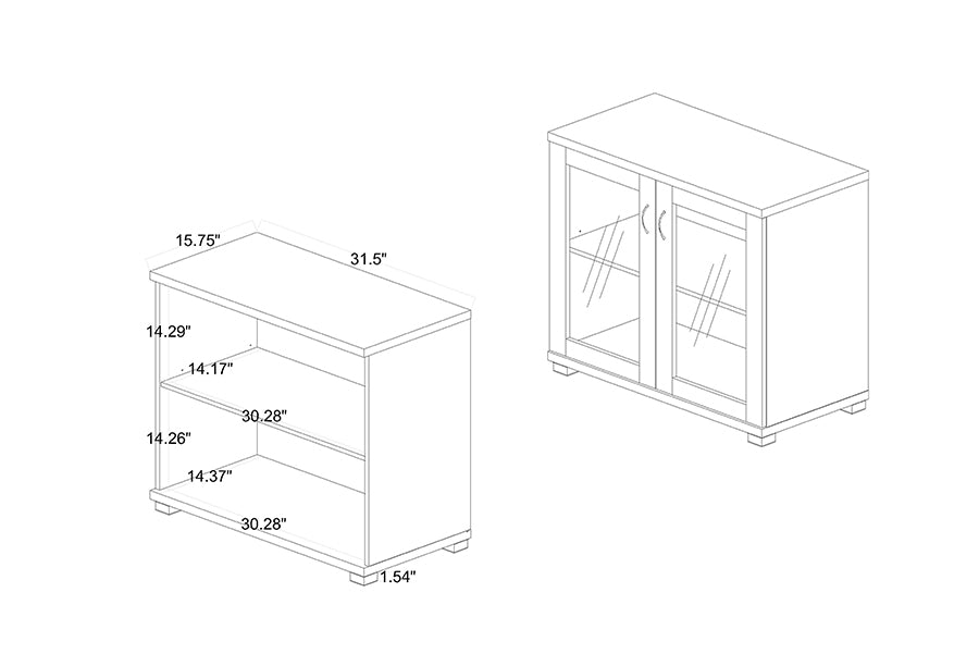 Baxton Studio Zentra Modern and Contemporary Oak Brown Finished Wood 2-Door Storage Cabinet with Glass Doors | Cabinets | Modishstore - 9