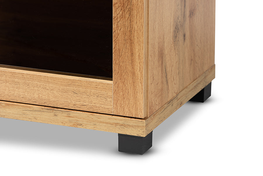 Baxton Studio Zentra Modern and Contemporary Oak Brown Finished Wood 2-Door Storage Cabinet with Glass Doors | Cabinets | Modishstore - 4