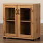 Baxton Studio Zentra Modern and Contemporary Oak Brown Finished Wood 2-Door Storage Cabinet with Glass Doors | Cabinets | Modishstore - 3