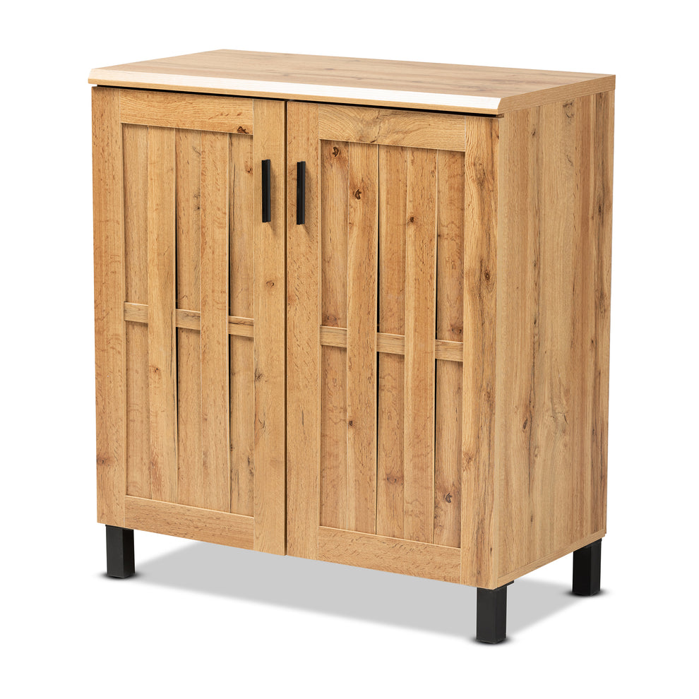 Baxton Studio Excel Modern and Contemporary Oak Brown Finished Wood 2-Door Storage Cabinet | Cabinets | Modishstore - 2
