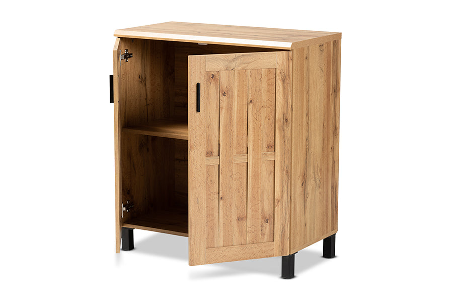 Baxton Studio Excel Modern and Contemporary Oak Brown Finished Wood 2-Door Storage Cabinet | Cabinets | Modishstore - 8