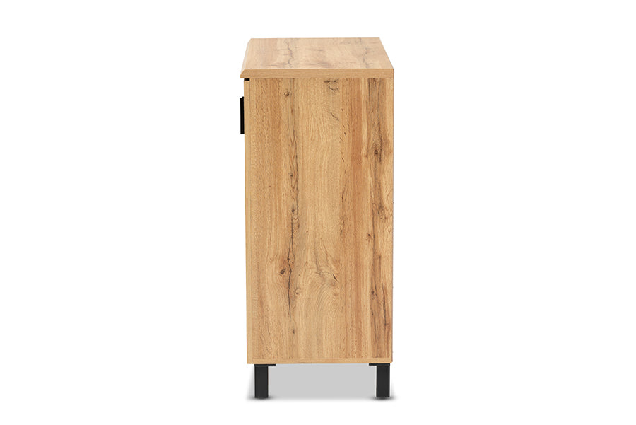 Baxton Studio Excel Modern and Contemporary Oak Brown Finished Wood 2-Door Storage Cabinet | Cabinets | Modishstore - 6