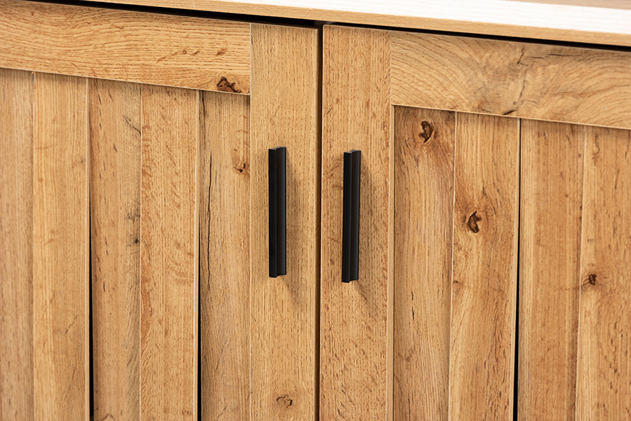 Baxton Studio Excel Modern and Contemporary Oak Brown Finished Wood 2-Door Storage Cabinet | Cabinets | Modishstore - 5