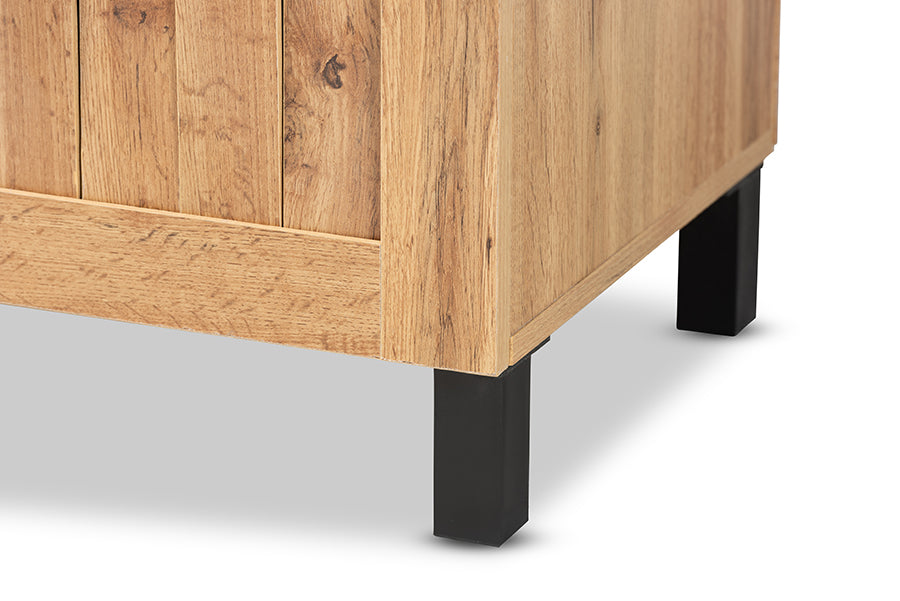 Baxton Studio Excel Modern and Contemporary Oak Brown Finished Wood 2-Door Storage Cabinet | Cabinets | Modishstore - 4