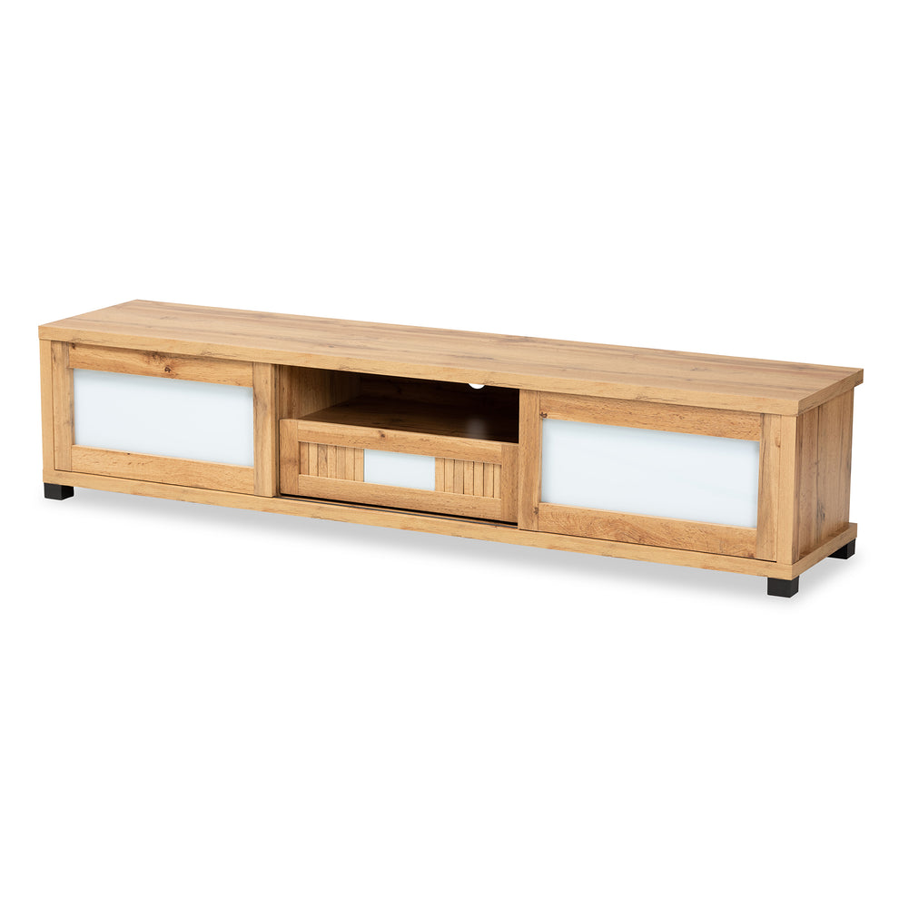 Baxton Studio Gerhardine Modern and Contemporary Oak Brown Finished Wood 1-Drawer TV Stand | TV Stands | Modishstore - 2