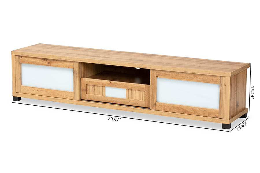 Baxton Studio Gerhardine Modern and Contemporary Oak Brown Finished Wood 1-Drawer TV Stand | TV Stands | Modishstore - 8