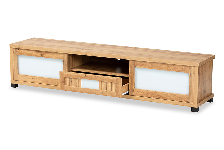 Baxton Studio Gerhardine Modern and Contemporary Oak Brown Finished Wood 1-Drawer TV Stand | TV Stands | Modishstore - 7