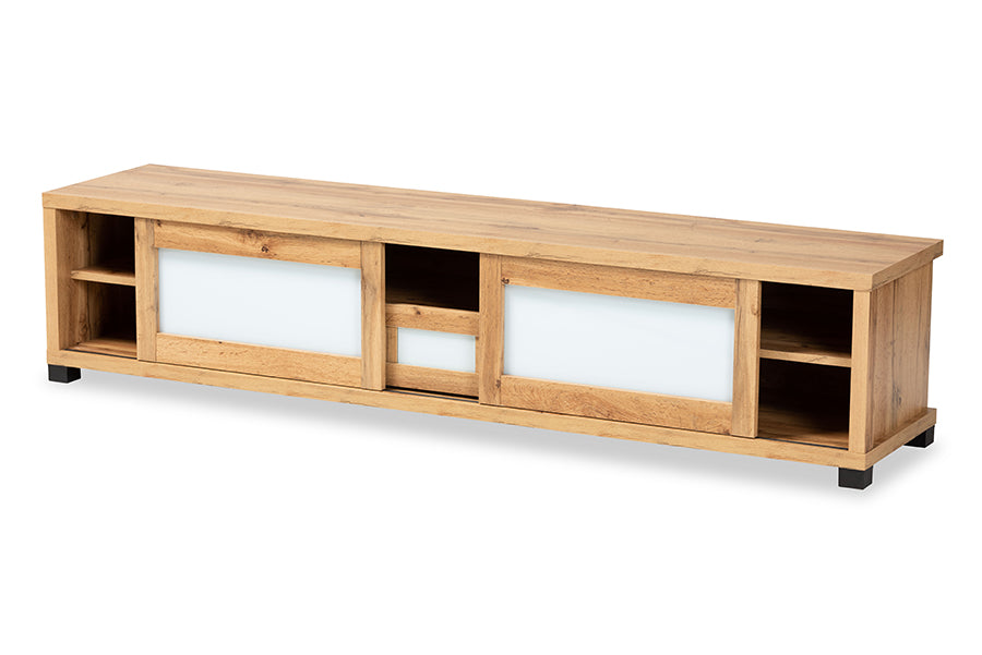 Baxton Studio Gerhardine Modern and Contemporary Oak Brown Finished Wood 1-Drawer TV Stand | TV Stands | Modishstore - 6