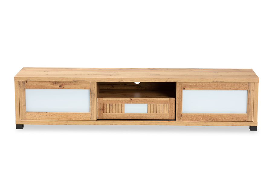 Baxton Studio Gerhardine Modern and Contemporary Oak Brown Finished Wood 1-Drawer TV Stand | TV Stands | Modishstore - 5