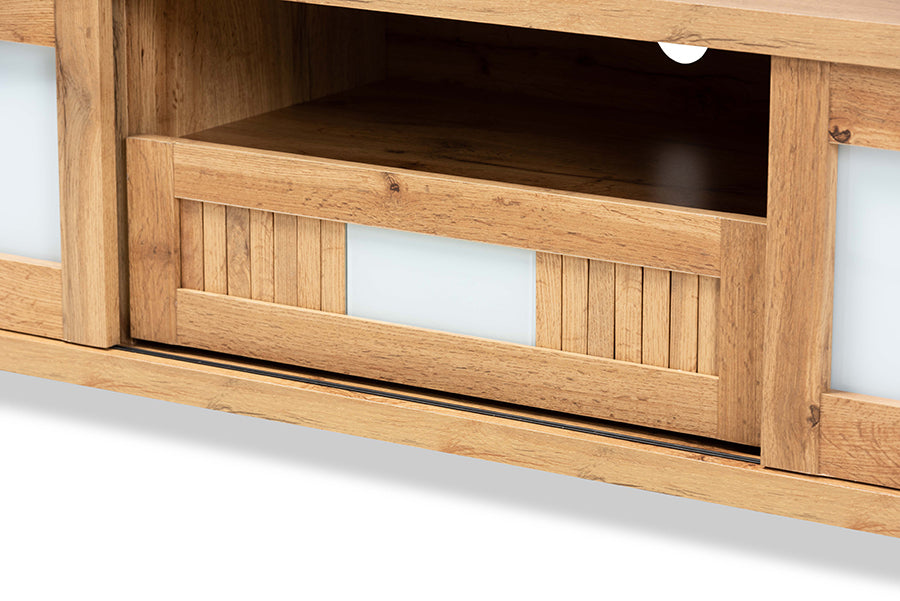 Baxton Studio Gerhardine Modern and Contemporary Oak Brown Finished Wood 1-Drawer TV Stand | TV Stands | Modishstore - 3