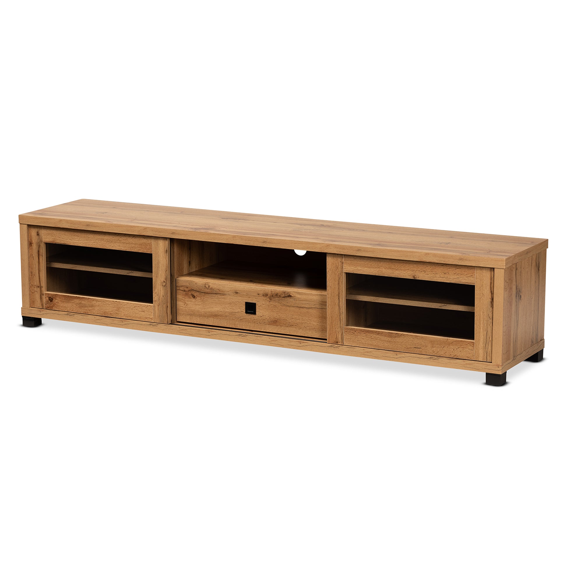 Baxton Studio Beasley Modern and Contemporary Oak Brown Finished Wood 1-Drawer TV Stand | TV Stands | Modishstore - 2
