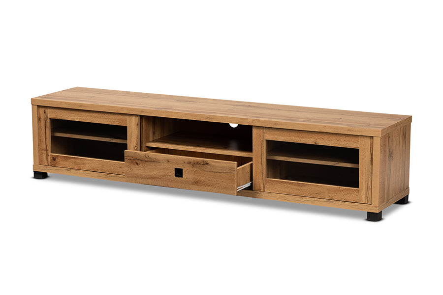 Baxton Studio Beasley Modern and Contemporary Oak Brown Finished Wood 1-Drawer TV Stand | TV Stands | Modishstore - 8