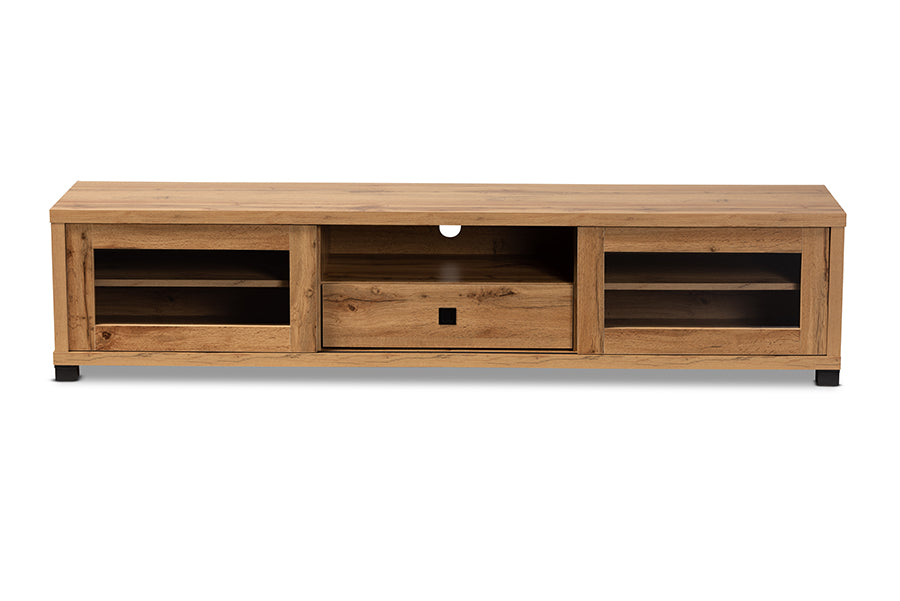 Baxton Studio Beasley Modern and Contemporary Oak Brown Finished Wood 1-Drawer TV Stand | TV Stands | Modishstore - 7
