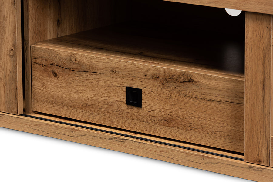Baxton Studio Beasley Modern and Contemporary Oak Brown Finished Wood 1-Drawer TV Stand | TV Stands | Modishstore - 4
