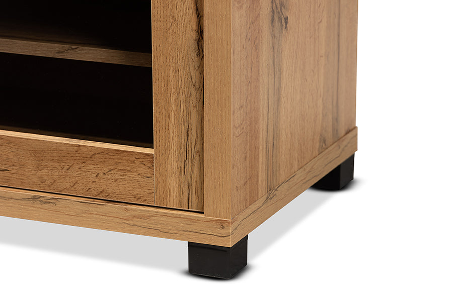 Baxton Studio Beasley Modern and Contemporary Oak Brown Finished Wood 1-Drawer TV Stand | TV Stands | Modishstore - 5
