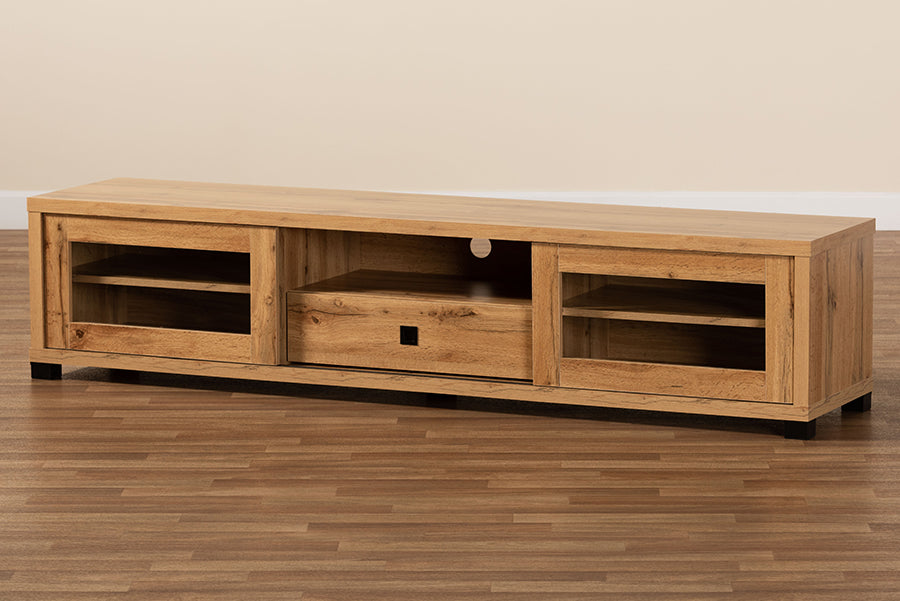 Baxton Studio Beasley Modern and Contemporary Oak Brown Finished Wood 1-Drawer TV Stand | TV Stands | Modishstore - 3