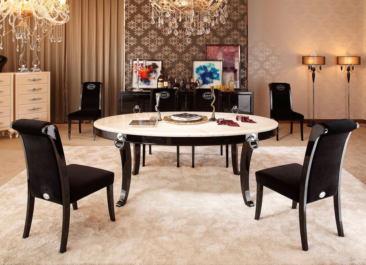 A&X Bellagio - Luxurious Transitional Marble Dining Table-2