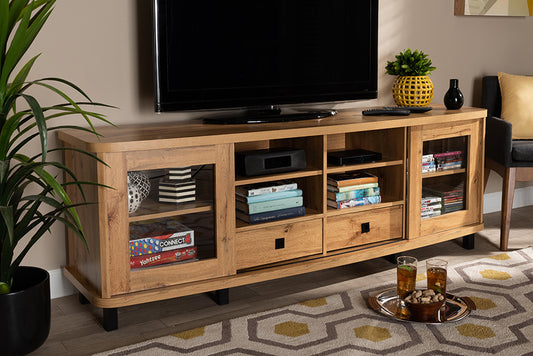 Baxton Studio Walda Modern and Contemporary Oak Brown Finished Wood 2-Drawer TV Stand | TV Stands | Modishstore