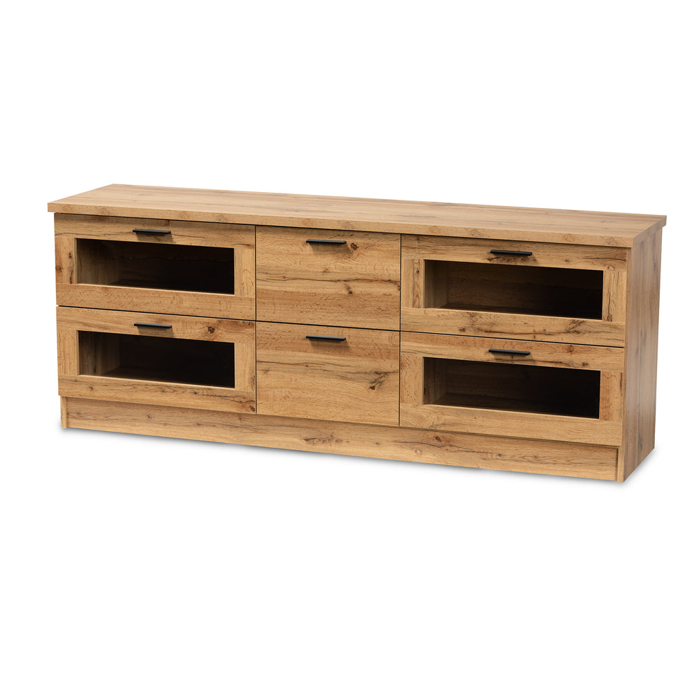Baxton Studio Adelino Modern and Contemporary Oak Brown Finished Wood 2-Drawer TV Stand | TV Stands | Modishstore - 2