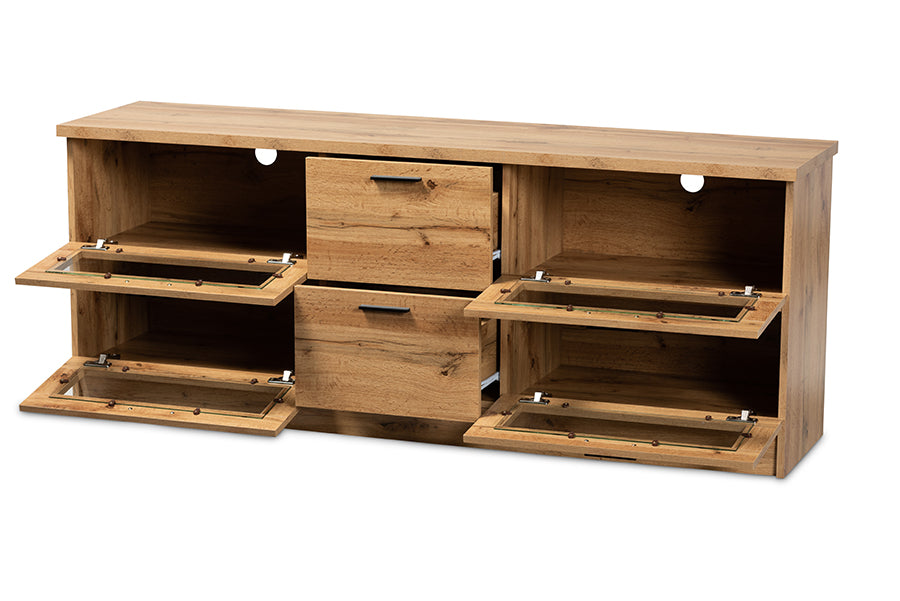 Baxton Studio Adelino Modern and Contemporary Oak Brown Finished Wood 2-Drawer TV Stand | TV Stands | Modishstore - 6