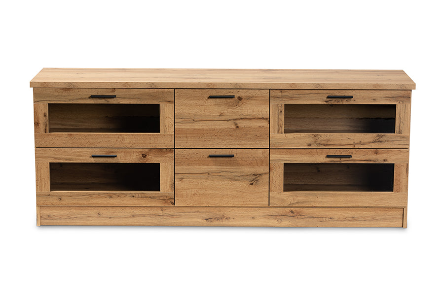 Baxton Studio Adelino Modern and Contemporary Oak Brown Finished Wood 2-Drawer TV Stand | TV Stands | Modishstore - 5