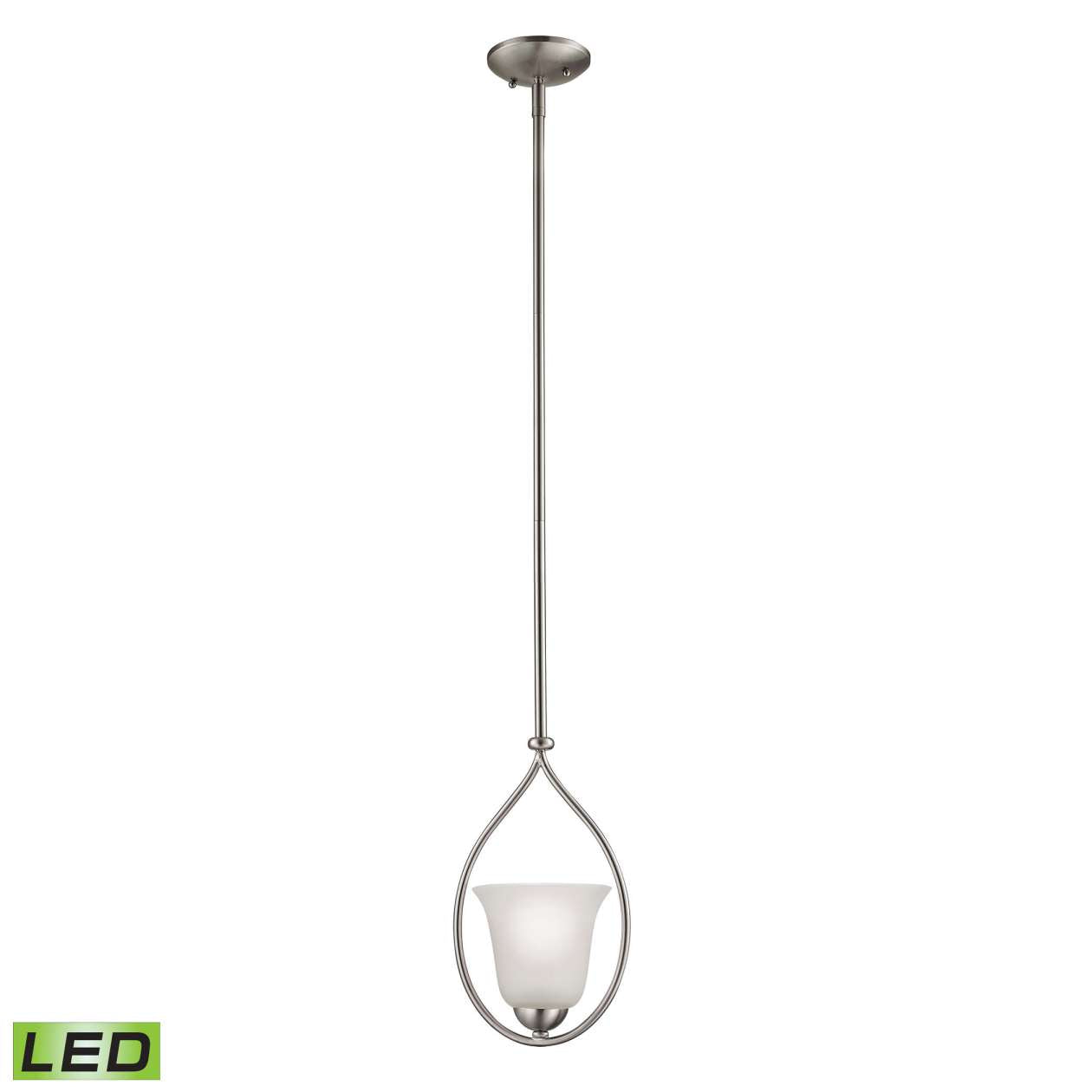 Conway 1-Light Mini Pendant in Brushed Nickel with White Glass - LED | Pendant Lamps | Modishstore