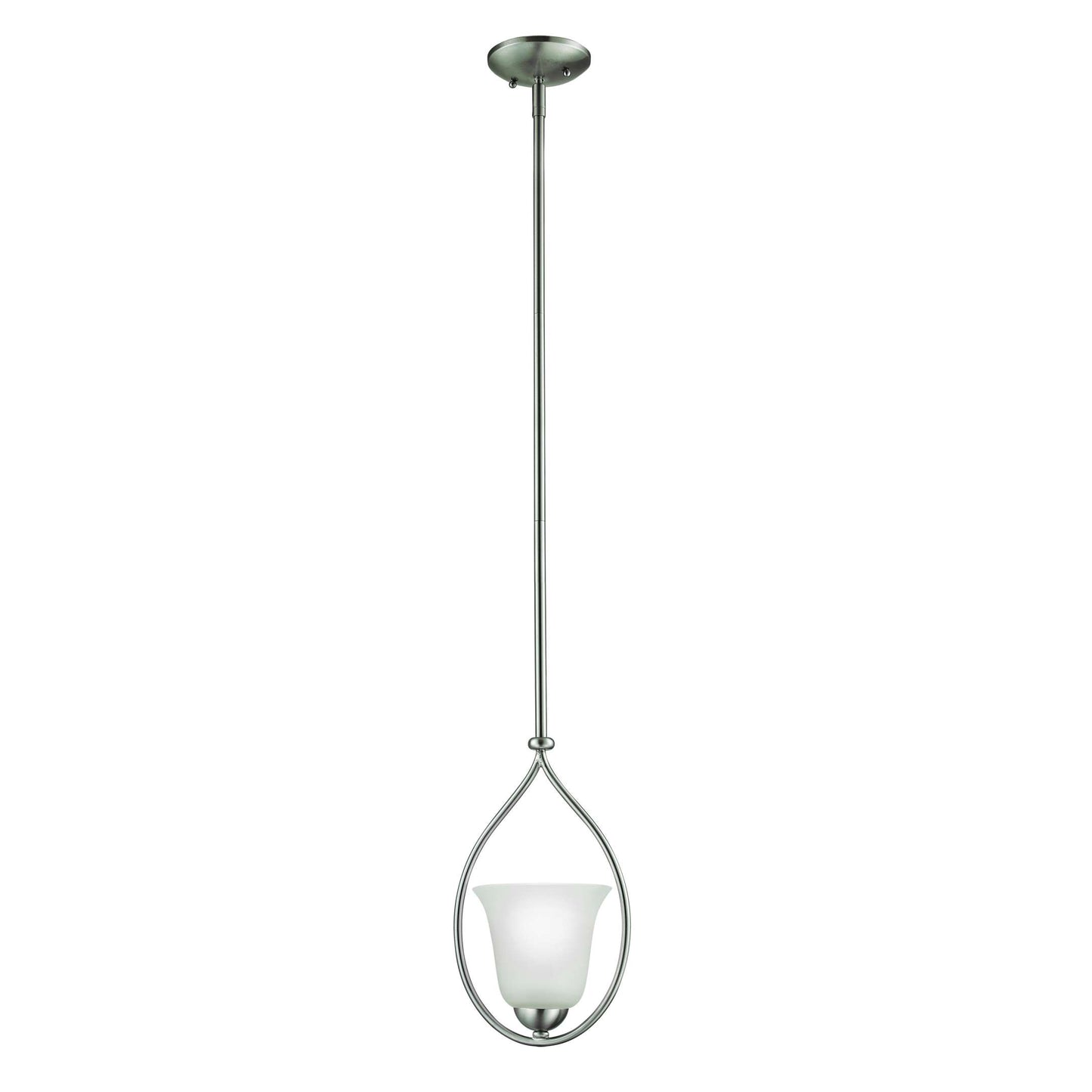 Conway 1-Light Mini Pendant in Brushed Nickel with White Glass | Pendant Lamps | Modishstore