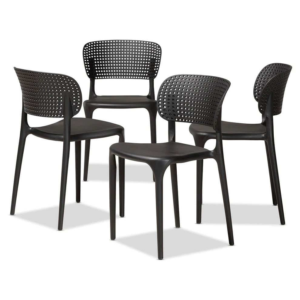 Baxton Studio Rae Modern And Contemporary Beige Finished Polypropylene Plastic 4-Piece Stackable Dining Chair Set | Dining Chairs | Modishstore - 7