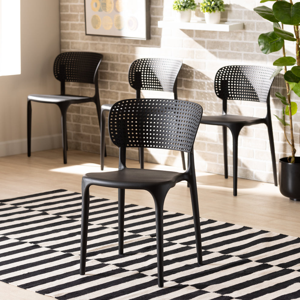 Baxton Studio Rae Modern And Contemporary Beige Finished Polypropylene Plastic 4-Piece Stackable Dining Chair Set | Dining Chairs | Modishstore - 6