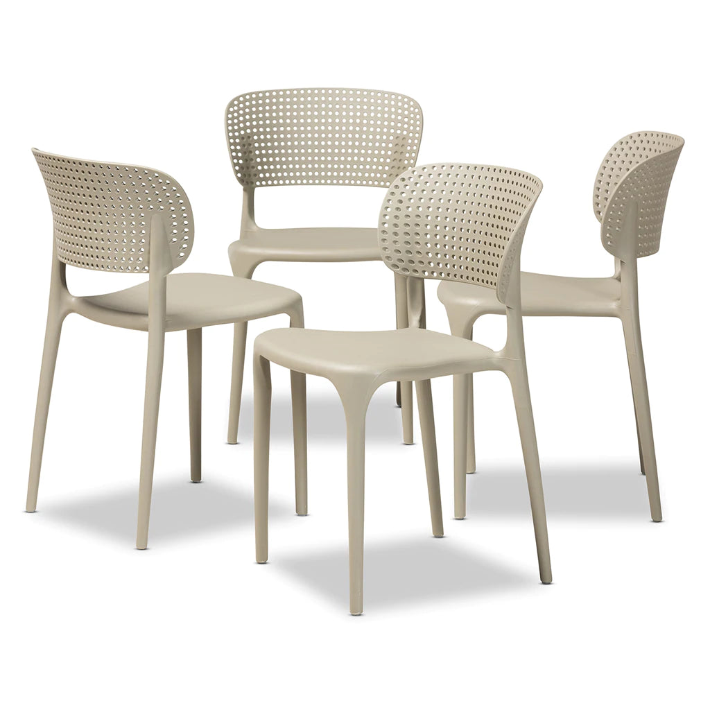 Baxton Studio Rae Modern And Contemporary Beige Finished Polypropylene Plastic 4-Piece Stackable Dining Chair Set | Dining Chairs | Modishstore - 2