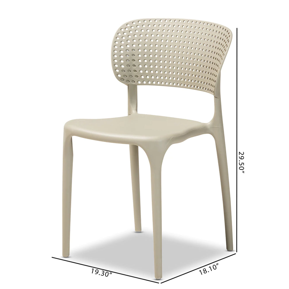 Baxton Studio Rae Modern And Contemporary Beige Finished Polypropylene Plastic 4-Piece Stackable Dining Chair Set | Dining Chairs | Modishstore - 5
