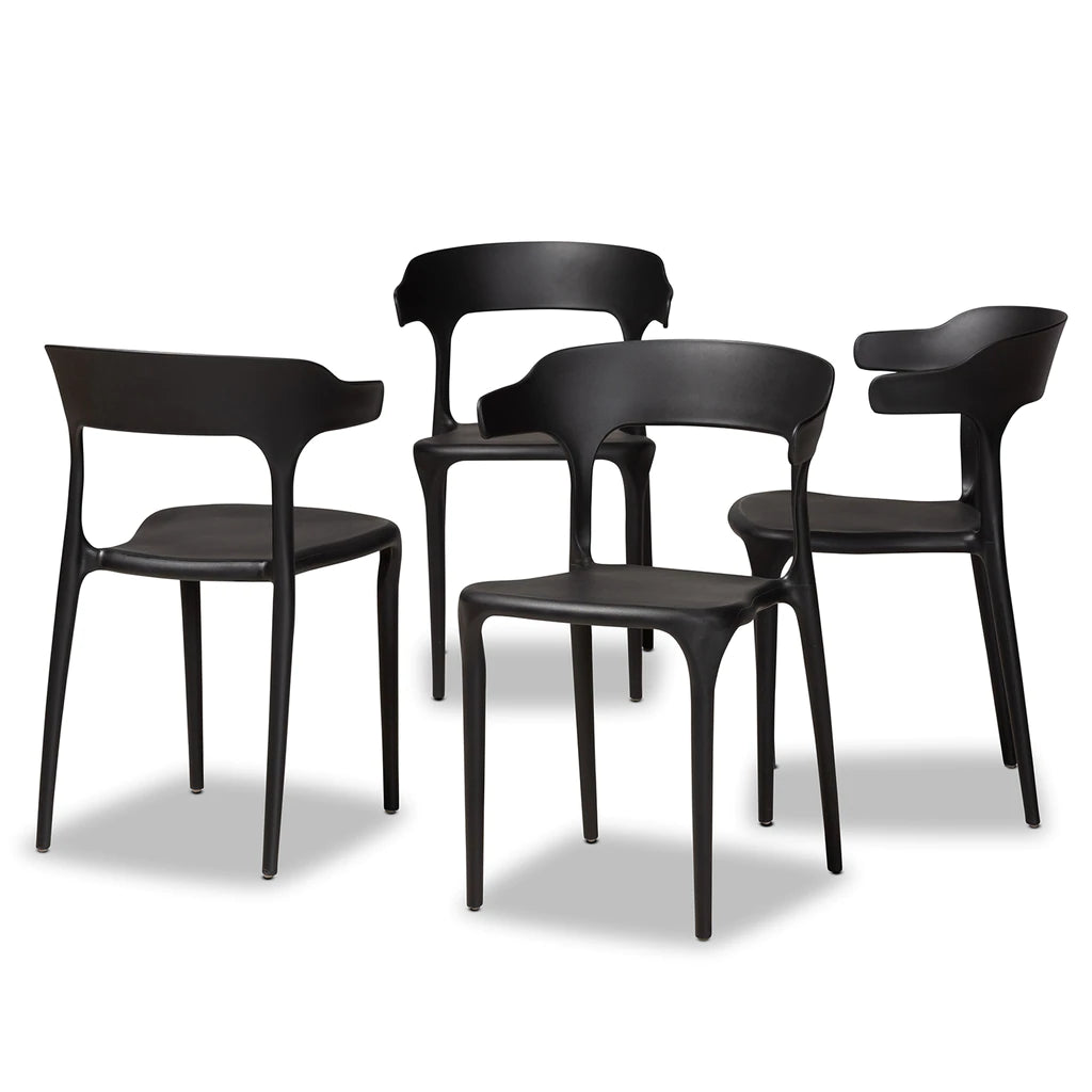 Baxton Studio Gould Modern Transtional Beige Plastic 4-Piece Dining Chair Set | Dining Chairs | Modishstore - 8