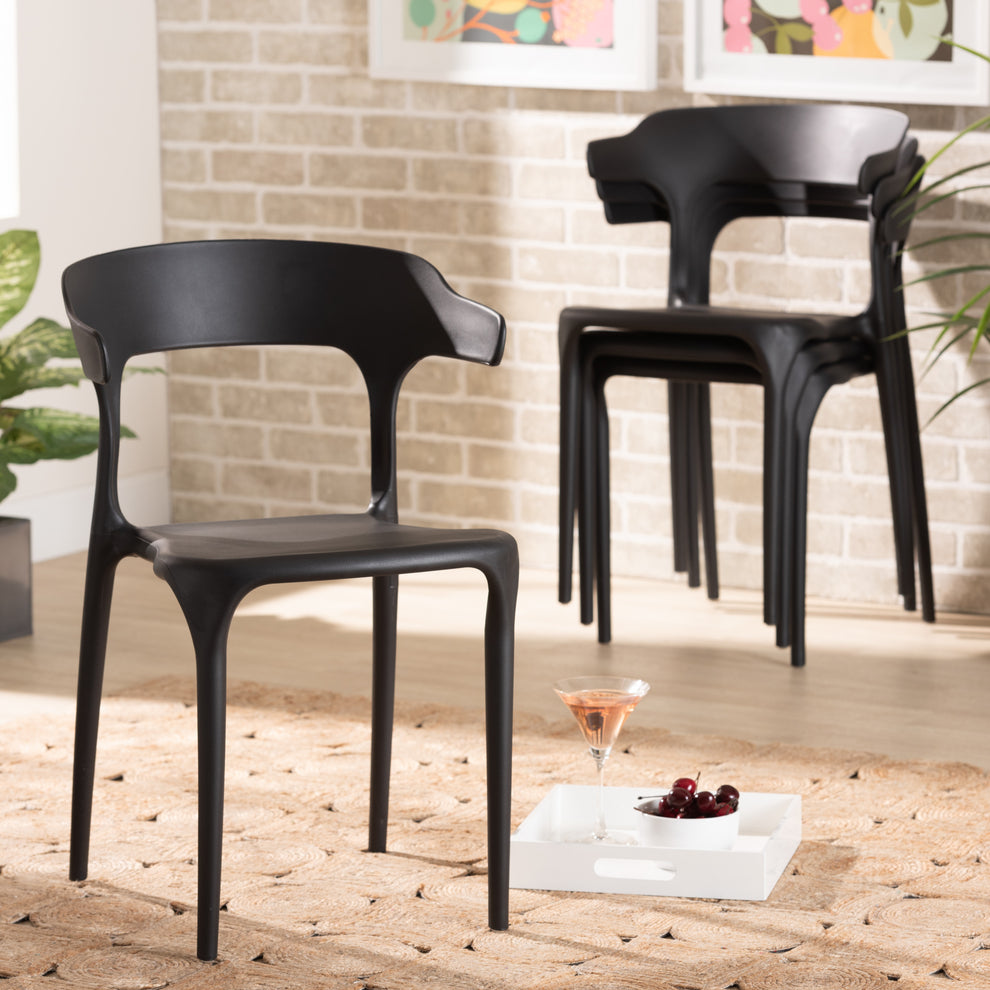 Baxton Studio Gould Modern Transtional Beige Plastic 4-Piece Dining Chair Set | Dining Chairs | Modishstore - 7