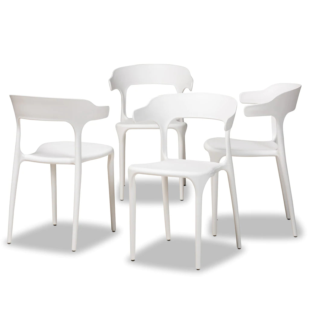 Baxton Studio Gould Modern Transtional Beige Plastic 4-Piece Dining Chair Set | Dining Chairs | Modishstore - 14