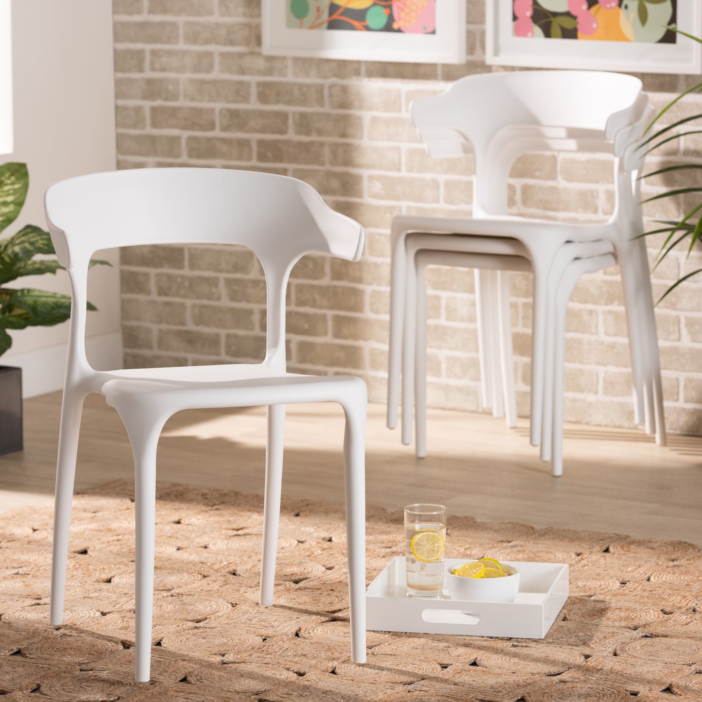 Baxton Studio Gould Modern Transtional Beige Plastic 4-Piece Dining Chair Set | Dining Chairs | Modishstore - 13