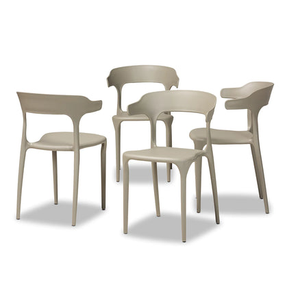 Baxton Studio Gould Modern Transtional Beige Plastic 4-Piece Dining Chair Set | Dining Chairs | Modishstore - 2