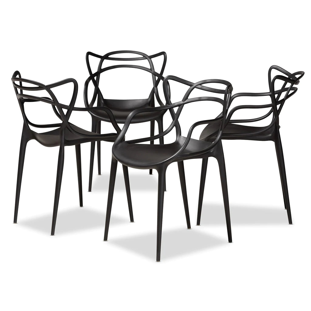 Baxton Studio Landry Plastic 4-Piece Stackable Dining Chair Set | Dining Chairs | Modishstore - 8