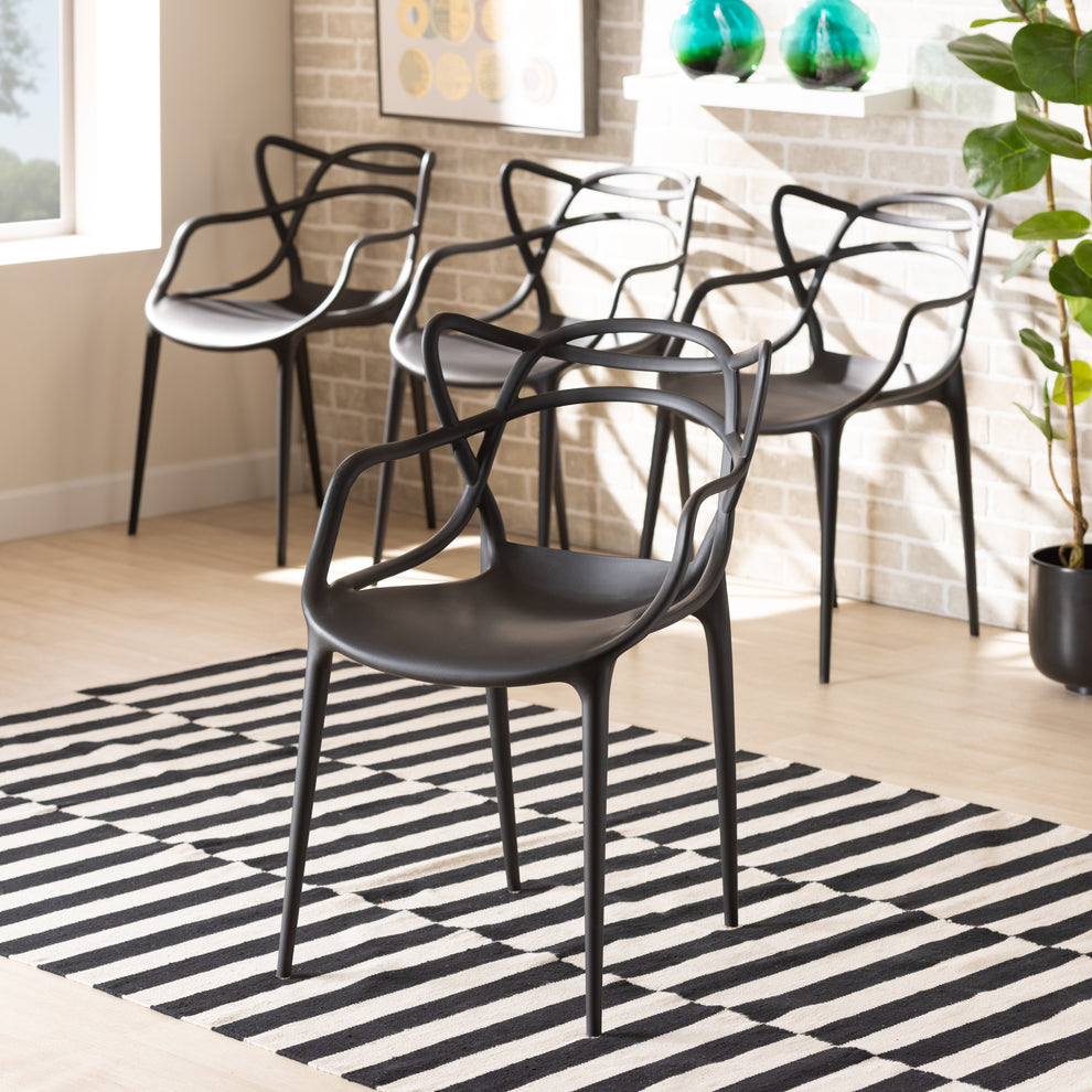 Baxton Studio Landry Plastic 4-Piece Stackable Dining Chair Set | Dining Chairs | Modishstore - 7